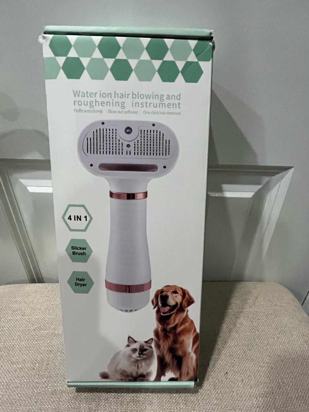 4 IN 1 WATER ION HAIR BLOWING/SLICKER BRUSH  INSTRUMENT FOR PETS